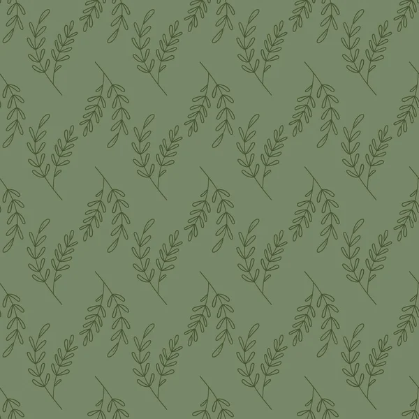 Natureza Floral Fundo Verde Padrão Mão Desenhado Aquarela Estilo Folhagem — Vetor de Stock