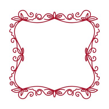 El çizimi kırmızı ahşap çerçeve, dekoratif kenar ve dış hat, çizim stili doğrusal çizgi, temiz kaprisli kalem karalama.