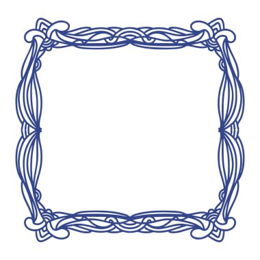 El çizimi mavi ahşap çerçeve, dekoratif kenar ve dış hat, çizim stili doğrusal çizgi, temiz kaprisli kalem karalama.
