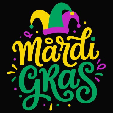 Komik Renkli Mardi Gras Festivali Tişört Tasarımı