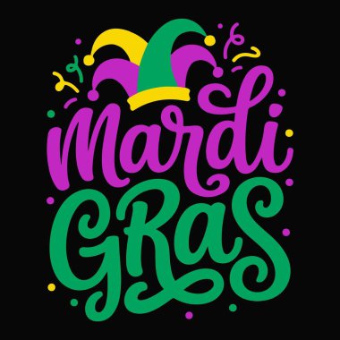 Komik Renkli Mardi Gras Festivali Tişört Tasarımı