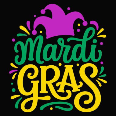 Komik Renkli Mardi Gras Festivali Tişört Tasarımı