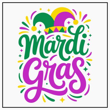 Komik Mardi Gras Kutlama Tişörtü Tasarımı