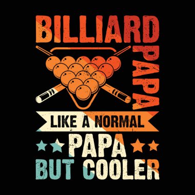 Babalar Günü Komik Bilardo Oyuncusu Vintage Bilardo Oyuncusu Tişört Tasarımı