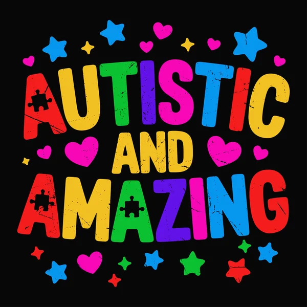 Komik Renkli Bulmaca Deseni Otizm Farkındalık Tişörtü Tasarımı