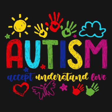Otizm Farkındalığı Kabul Et Aşk Tişörtü Tasarımı