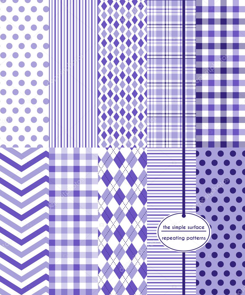 Lavender Purple Seamless Patterns For Gift Wrap Fabric Scrapbook Paper Backgrounds Baby Shower Paper And More Polka Dots Stripes Diamond Plaid Gingham Chevron And Argyle Prints Classic Contemporary Pattern Swatches Stock Vector