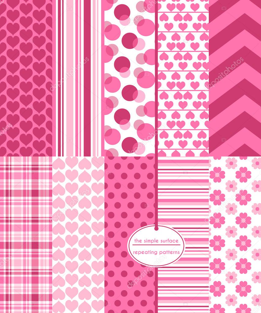 Valentine scrapbook paper. Heart seamless patterns with coordinating
