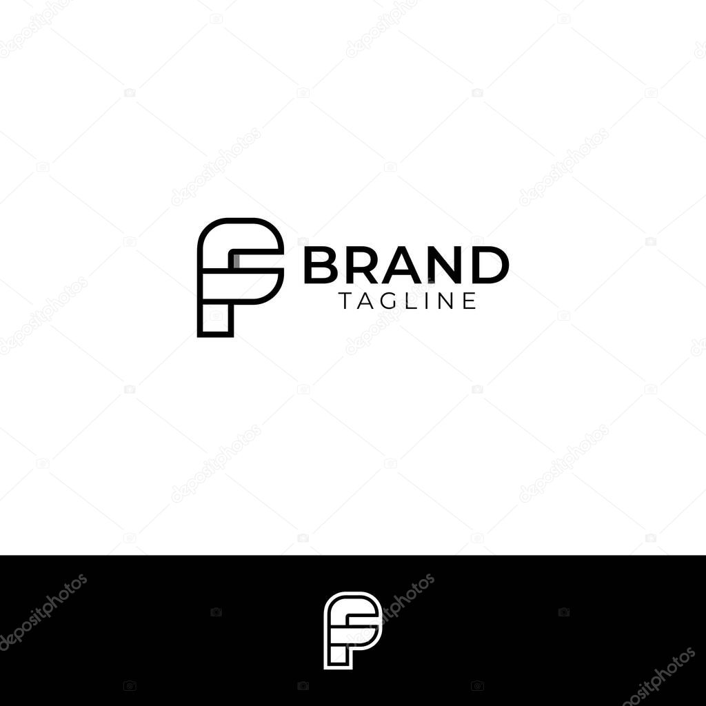 Letters FC or PC Monogram with white and black background.