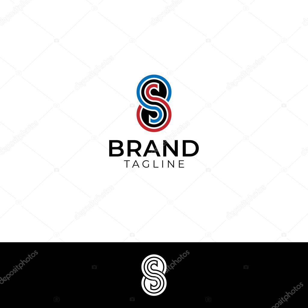 Initial Monogram Letter SS S8 8S Logo Design Inspiration with black background.