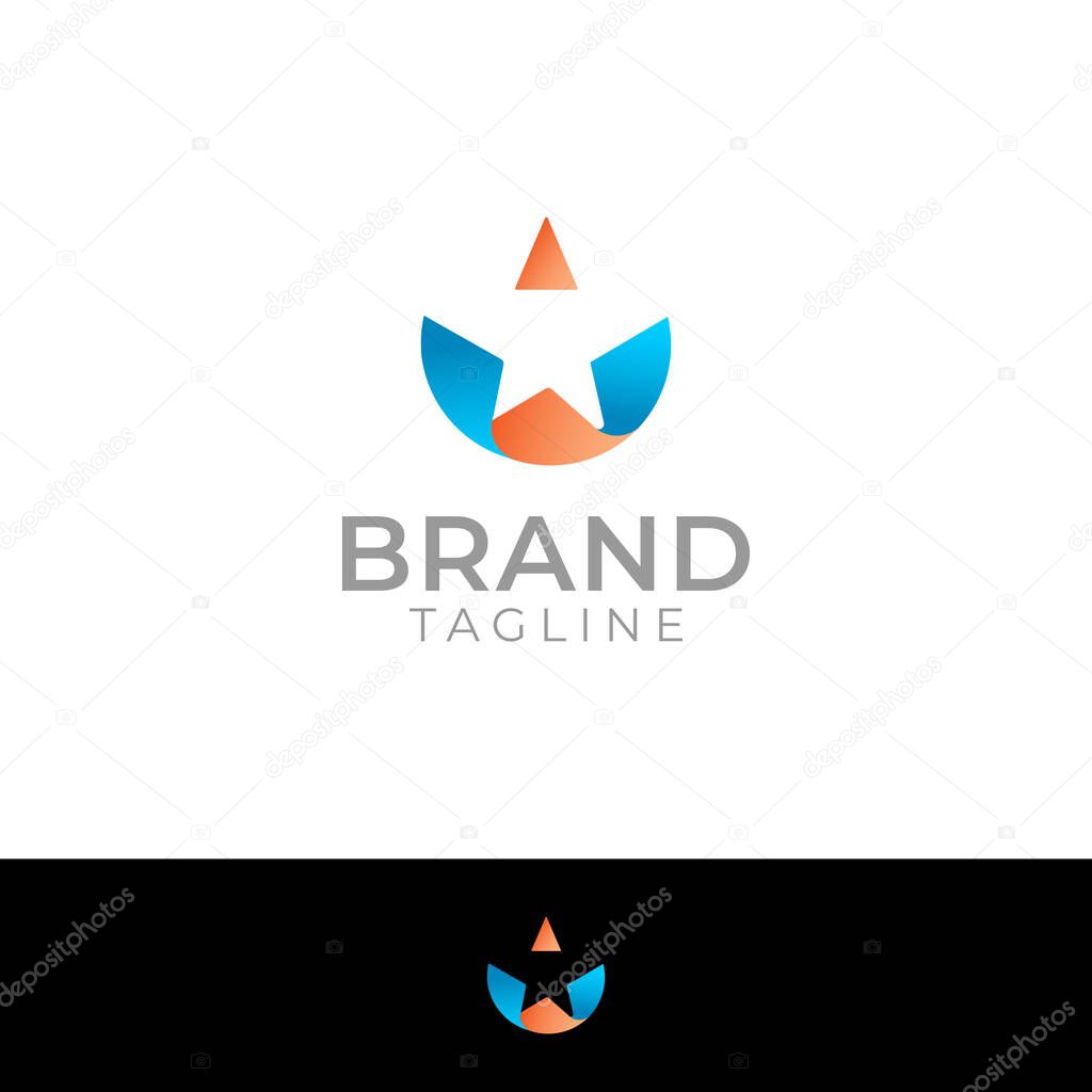 Letter W Star Logo, Overlapping Lettering W Fold Paper Monogram.