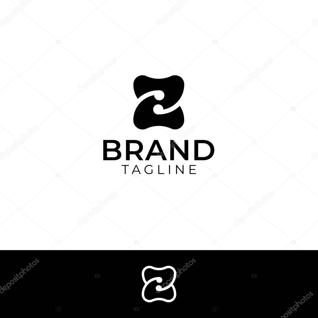 Letter Z Infinity Knot Dentist Logo, Z Teeth Gum Logo with black and white background.