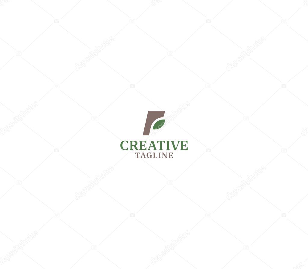 Elegant Letter F or FP Leaf Logo Design for Eco Friendly Branding