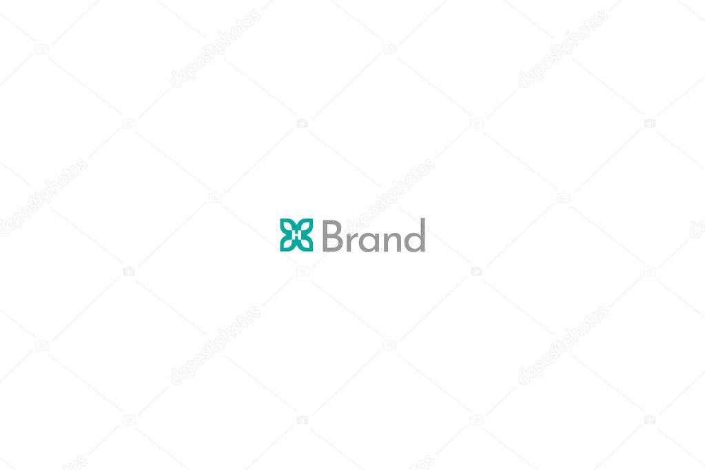 Cross Floral H monogram, letters HX logo with white background.