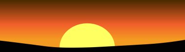 Sunset in the Desert, Nature Scenery for Panorama Background Illustration