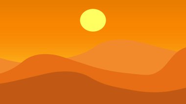 Sunset view, yellow sky, shadows, mountains, complex, background illustration vector file