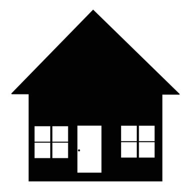 Çift pencereli bir evin silüeti, çizgi film tarzı, illüstrasyon