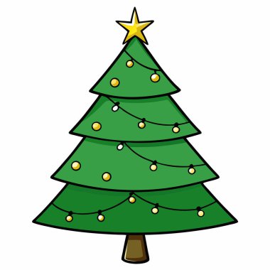 Noel günü parıldayan ışıklarla süslenmiş yeşil bir Noel ağacı.