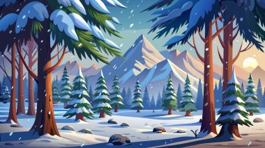 Noel karlı kış manzarası