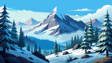 Noel kış manzarası kar yağışı ve çam ormanı resimleriyle dolu.