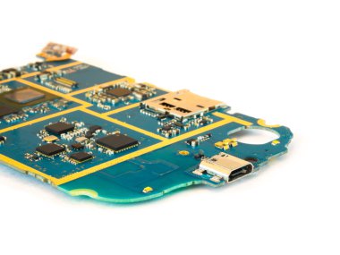 Akıllı telefon anakart izole beyaz arka plan üzerinde