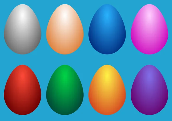 Huevos de Pascua sobre un fondo azul — Vector de stock
