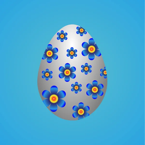 Vector Huevo de Pascua con flores — Vector de stock