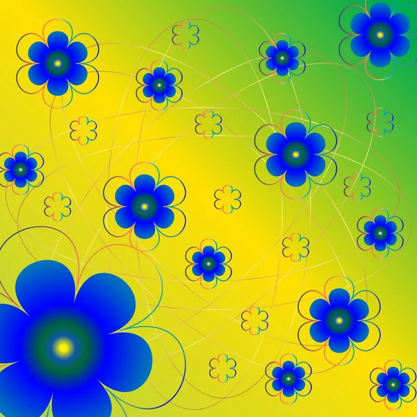 Patrón floral vectorial sobre fondo amarillo verdoso — Archivo Imágenes Vectoriales