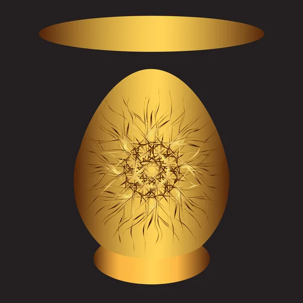 Huevo de Pascua con ilustración vectorial patrón oro . — Vector de stock