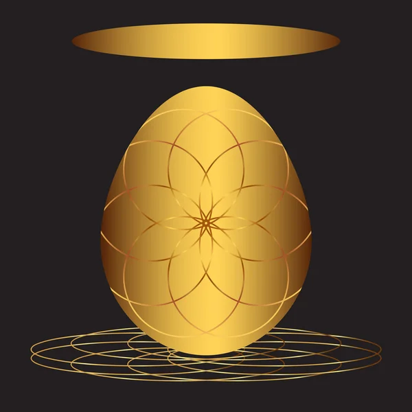 Huevo de Pascua con ilustración vectorial patrón oro . — Vector de stock