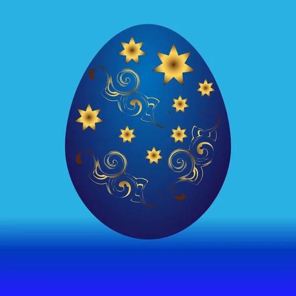 Huevo de Pascua azul. Ilustración vectorial . — Vector de stock