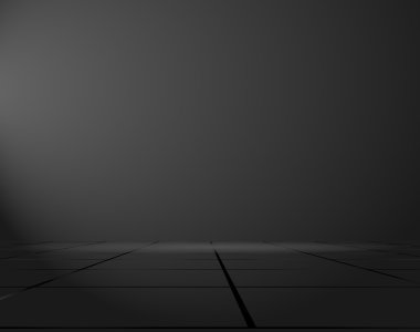 Işıklı duvar ve zemin siyah arka plan. Vektör çizimleri perspektif içinde. 