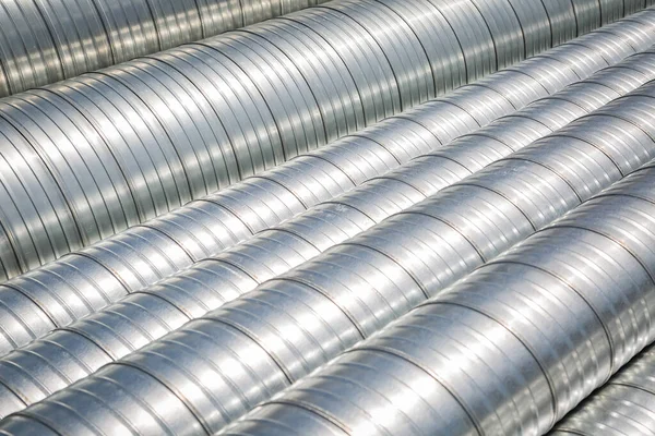 Ventilation Pipe Warehouse Steel Pipes Parts Construction Air Ducts Industrial — Stock Photo, Image