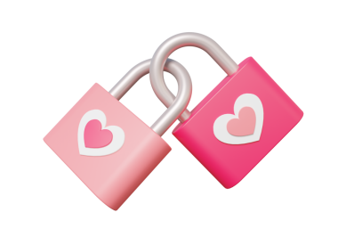 Çift kalp şeklinde asma kilit ikonu izole edilmiş arka plan yaratıcı tasarım Mutlu sevgililer günü ilişkisi aşk cazibesi 3 boyutlu resimleme