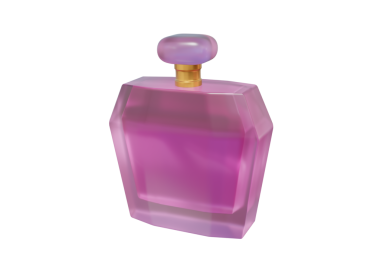 İzole edilmiş arka planda pembe bir parfüm şişesi. Lüks bir hediye. 3d resimleme