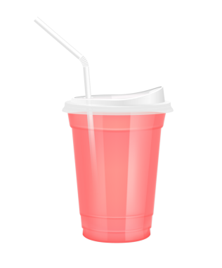 Plastik bardaktaki meyve suyu gibi şeffaf. Yudum kapaklı ve saman tüplü bardak. Mor kırmızı su, tasarım, içecek, kafe ya da restoranlar için. Paketleme içeceği 3D Gerçekçi PNG.