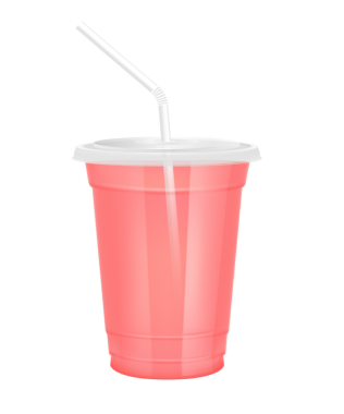 Plastik bardaktaki meyve suyu gibi şeffaf. Düz kapaklı ve saman tüplü cam. Tasarım için kırmızı su menü kafesi ya da restoranlar. Paketleme içeceği 3D Gerçekçi PNG.