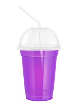 Plastik bardaktaki meyve suyu gibi şeffaf. Bardak kapaklı ve saman tüplü. Mor kırmızı su, tasarım, içecek, kafe ya da restoranlar için. Paketleme içeceği 3D Gerçekçi PNG.