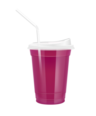 Plastik bardaktaki meyve suyu gibi şeffaf. Yudum kapaklı ve saman tüplü bardak. Mor kırmızı su, tasarım, içecek, kafe ya da restoranlar için. Paketleme içeceği 3D Gerçekçi PNG.