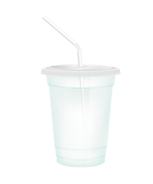 Plastik bardaktaki meyve suyu gibi şeffaf. Düz kapaklı ve saman tüplü cam. Tasarım için beyaz su menü kafesi ya da restoranlar. Paketleme içeceği 3D Gerçekçi PNG.