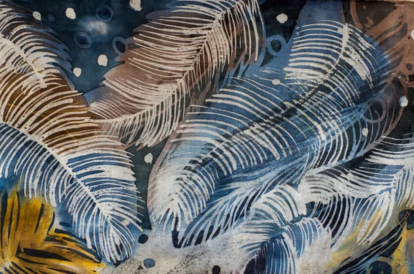 Tüyler, sıcak batik, arka plan dokusu, ipek üzerinde el yapımı