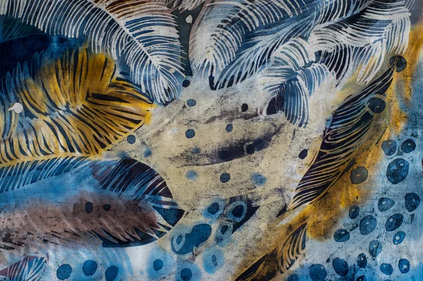 Plumas, batik caliente, textura de fondo, hecho a mano en seda — Foto de Stock