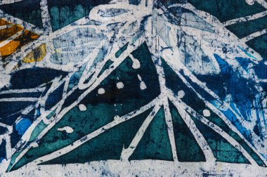 Geometri, sıcak batik, arka plan dokusu, ipek üzerinde el yapımı