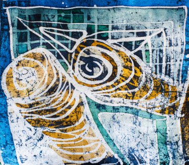 Koşuşturma, sıcak batik, arka plan dokusu, ipek üzerinde el yapımı