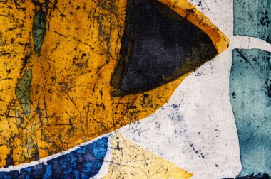 Geometri, sıcak batik, arka plan dokusu, ipek üzerinde el yapımı