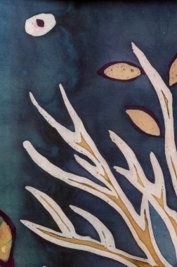 Altın ağaç dalları yaprağı, turkuaz, sıcak batik ile