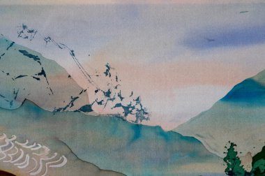 Pirinç terasları, dağlar, parça, sıcak batik, yatay