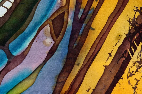 Reisterrassen, Fragment, heiße Batik, handgemachter abstrakter Surrealismus — Stockfoto
