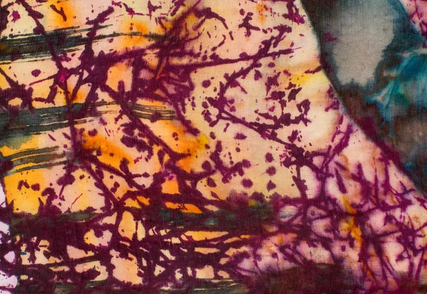 五颜六色的抽象，片段，热蜡染，手工抽象超现实主义艺术 — 图库照片