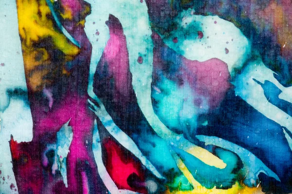 Красочная абстракция, фрагмент, горячий батик, ручная работа абстрактного сюрреализма искусства — стоковое фото